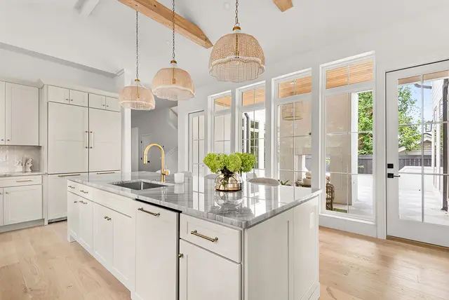 Oyster kitchen with a granite-topped island